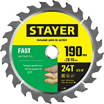 STAYER 190 x 20/16 мм, 24Т, диск пильный по дереву 3680-190-20-24_z01 FAST купить по цене 620 ₽ в интернет магазине ТЕХСАД