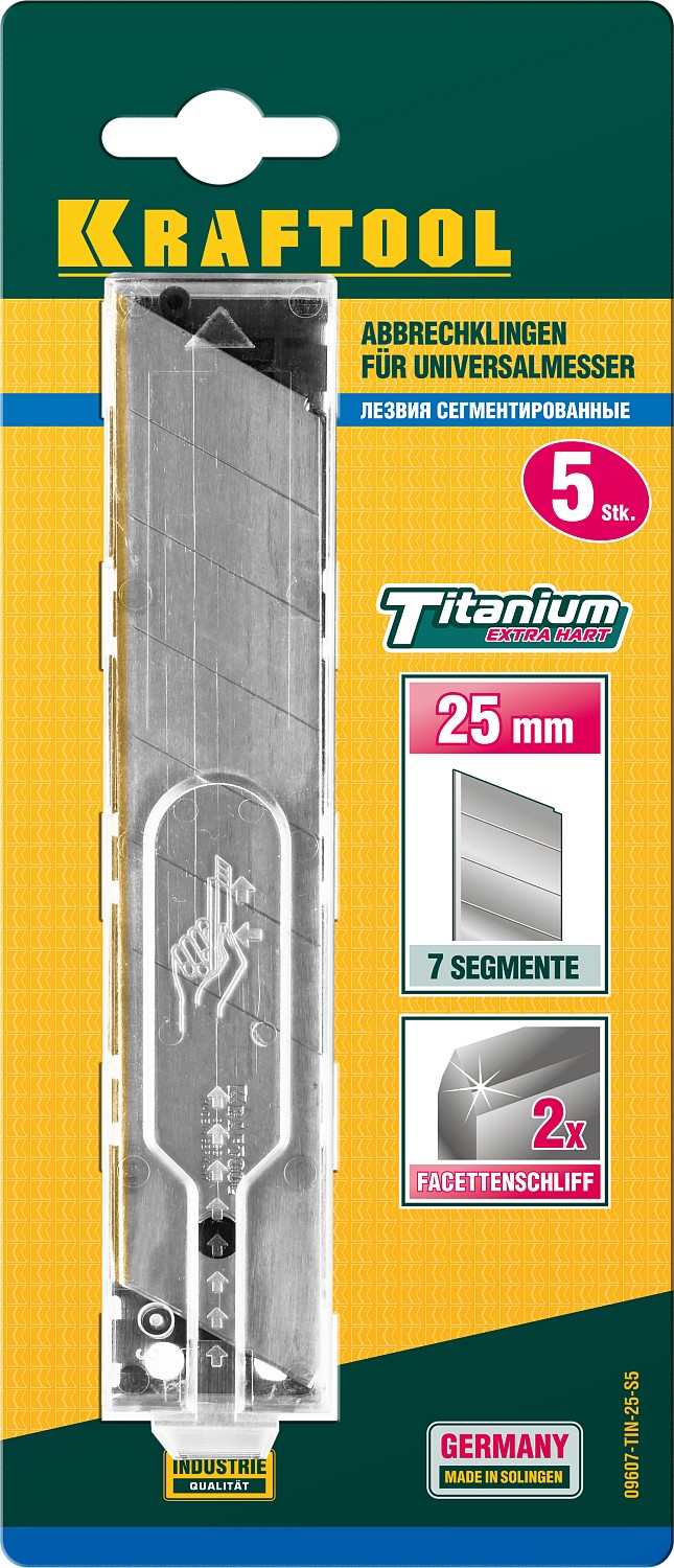 KRAFTOOL 25 мм, 5 шт, Лезвие сегментированное 09607-TIN-25-S5 купить по цене 360 ₽ в интернет магазине ТЕХСАД