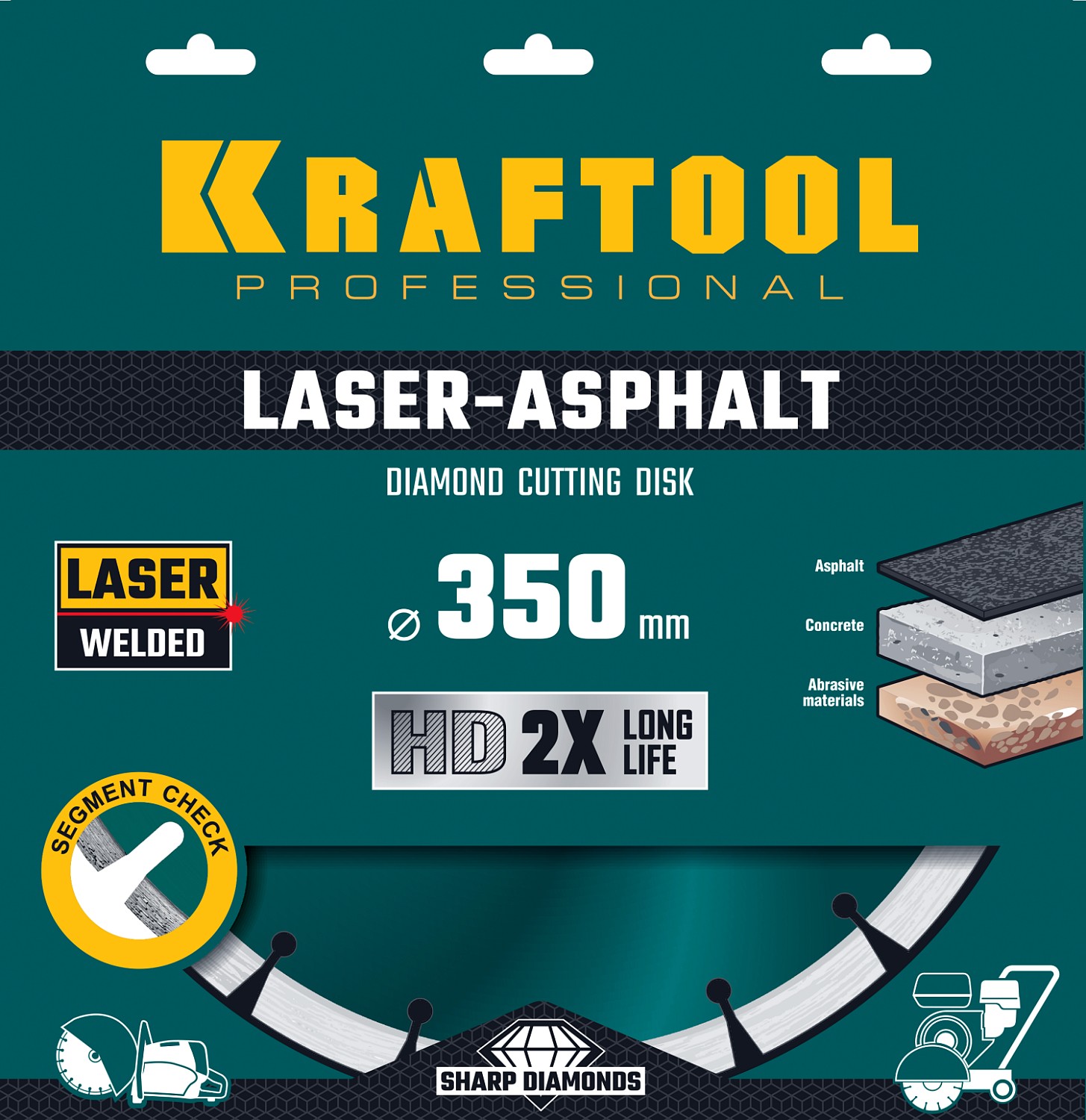 KRAFTOOL Ø 350Х25.4 мм, алмазный, сегментный, по асфальту, диск отрезной LASER-ASPHALT 36687-350 купить по цене 8 860 ₽ в интернет магазине ТЕХСАД