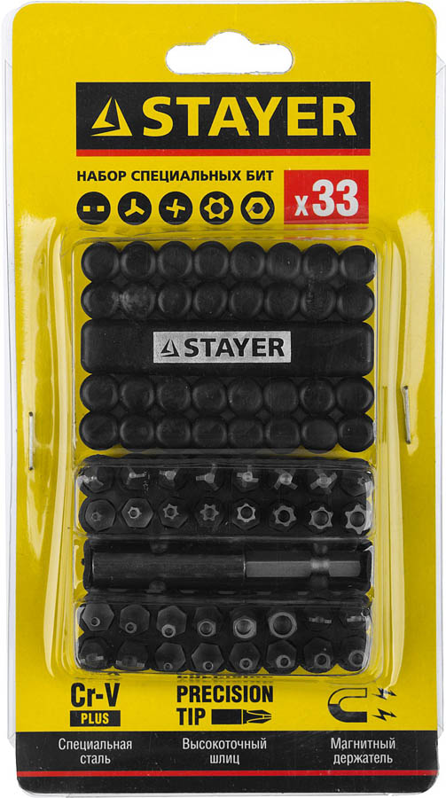 STAYER 33 шт., набор специальных бит 26084-H33 купить по цене 430 ₽ в интернет магазине ТЕХСАД