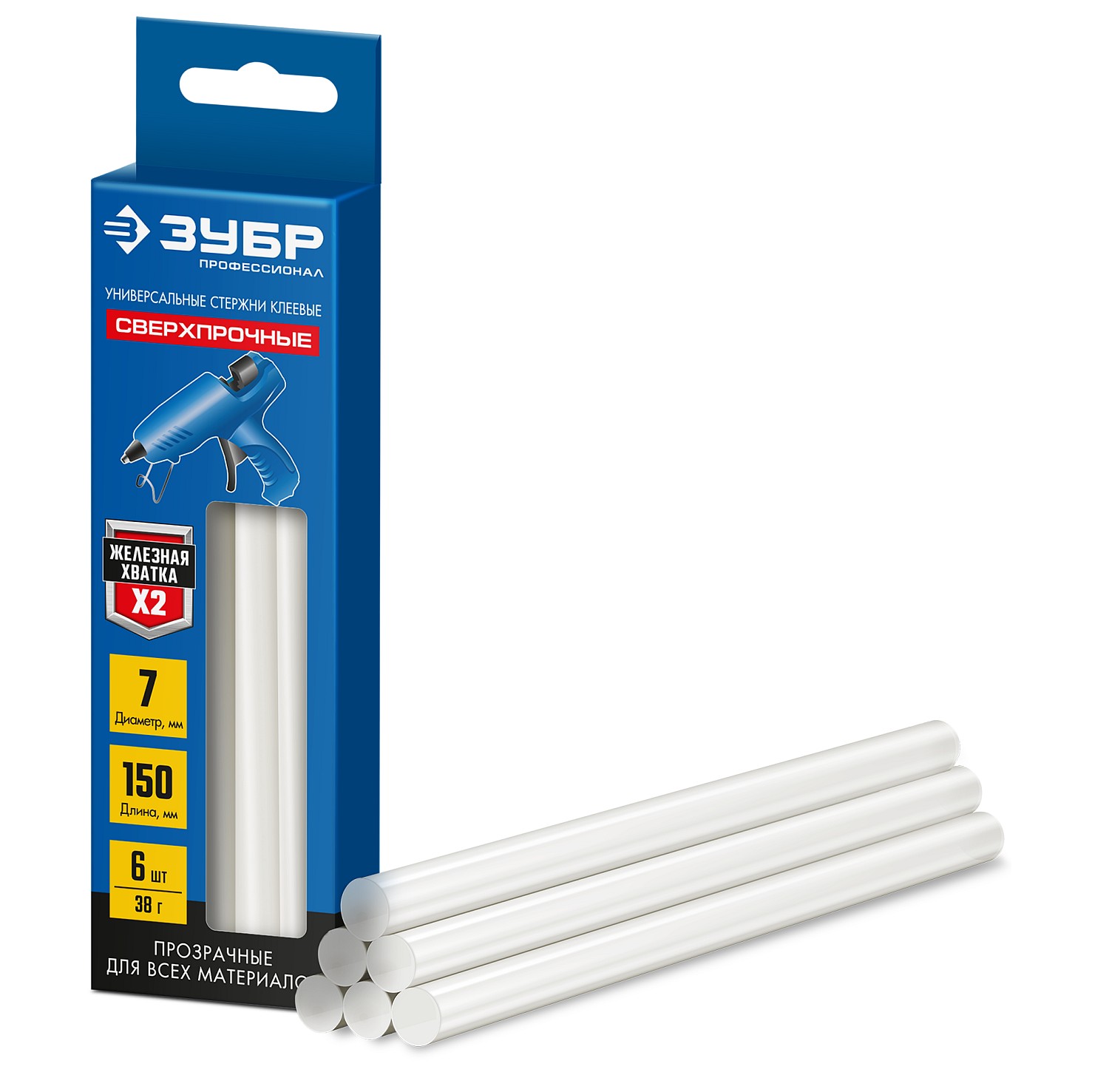 ЗУБР 6 шт., 50 г, 7 х 150 мм (7-8 мм), прозрачные, сверхпрочные клеевые стержни 06855-6 Профессионал купить по цене 151 ₽ в интернет магазине ТЕХСАД