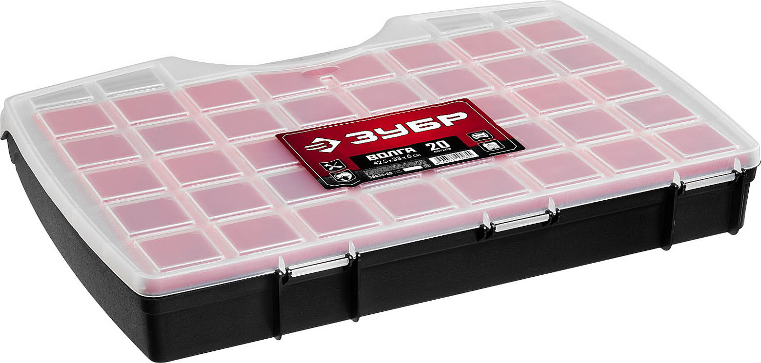 ЗУБР 425 х 330 х 60, пластиковый, органайзер со съемными лотками ВОЛГА-20 38034-20 купить по цене 820 ₽ в интернет магазине ТЕХСАД