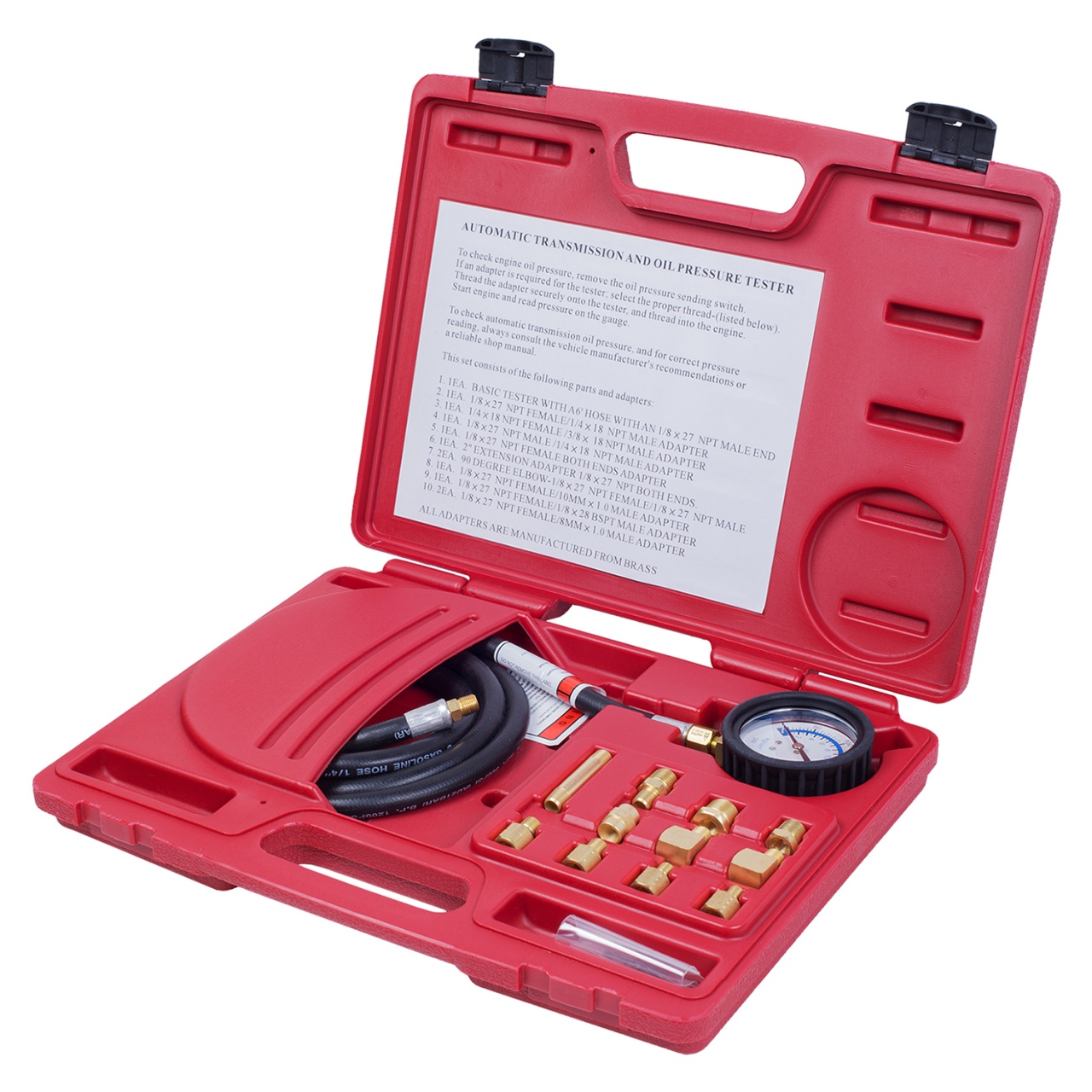 Манометр для измерения давления масла, 0-21 бар, комплект адаптеров МАСТАК 120-20012C купить по цене 8&nbsp;240 ₽ в интернет магазине ТЕХСАД