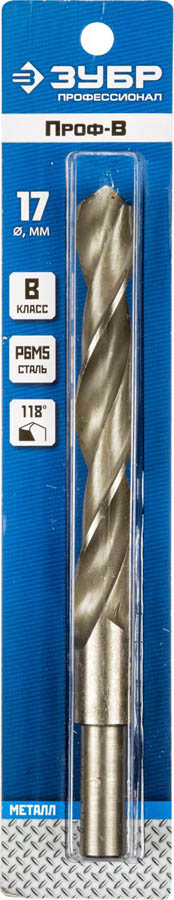 ЗУБР Ø 17 x 125 мм, сталь Р6М5, класс В, сверло по металлу 29621-17 Профессионал купить по цене 1 230 ₽ в интернет магазине ТЕХСАД