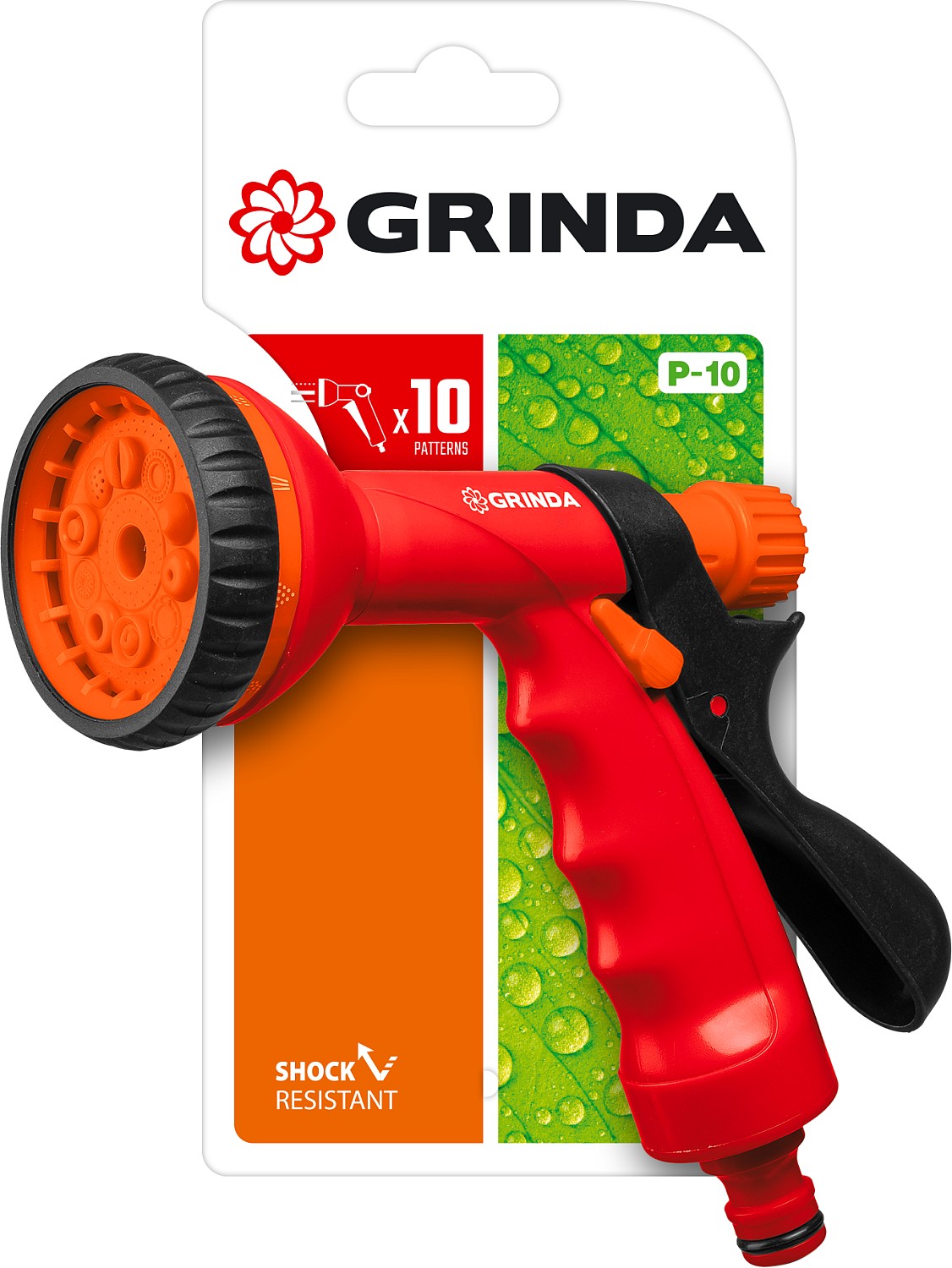 GRINDA 10 режимов, курок сзади, пластиковый, пистолет поливочный P-10 8-427373_z01 купить по цене 500 ₽ в интернет магазине ТЕХСАД