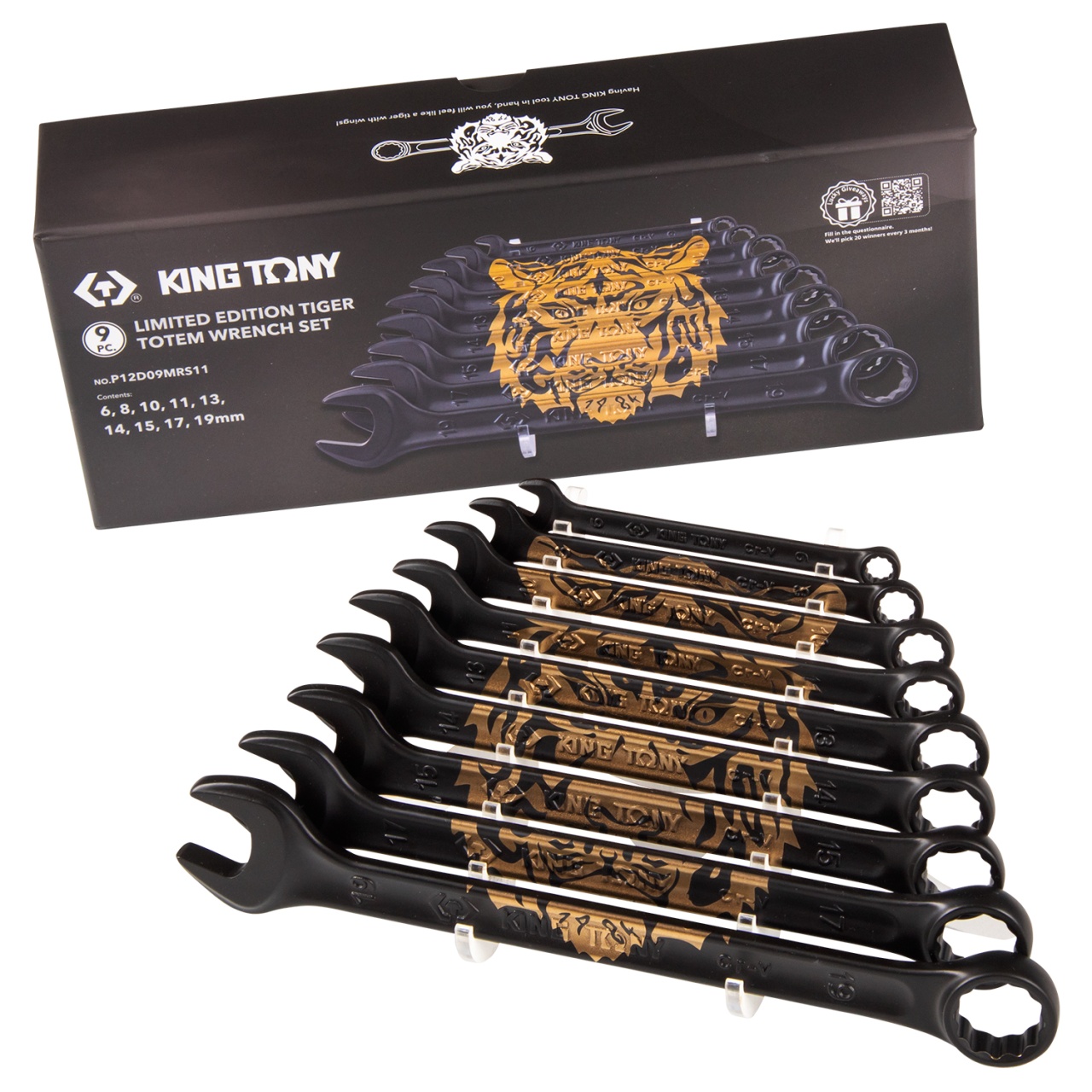 Набор комбинированных ключей ''TIGER TOTEM'', 6-19 мм, подставка, 9 предметов KING TONY P12D09MRS11 Набор комбинированных ключей ''TIGER TOTEM'', 6-19 мм, подставка, 9 предметов KING TONY P12D09MRS11 купить по цене 5 560 ₽ в интернет магазине ТЕХСАД