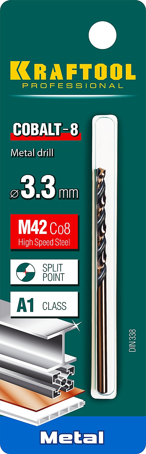 KRAFTOOL Ø 3.3 х 65 мм, HSS-Co (8%), класс A, сверло по металлу 29656-3.3 Pro KRAFTOOL Ø 3.3 х 65 мм, HSS-Co (8%), класс A, сверло по металлу 29656-3.3 Pro купить по цене 154 ₽ в интернет магазине ТЕХСАД