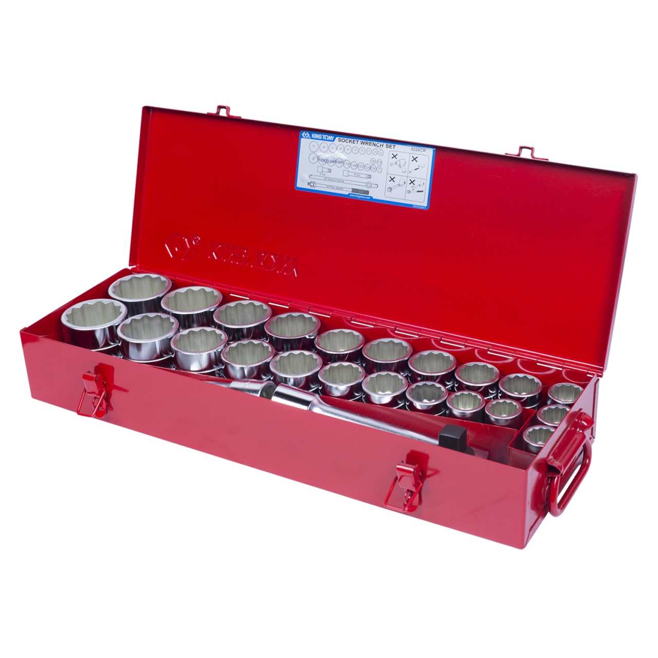 Набор торцевых головок с принадлежностями 3/4'', двенадцатигранные, 22-50 мм, 7/8''-2'', 26 предметов KING TONY 6226CR купить по цене 31 850 ₽ в интернет магазине ТЕХСАД
