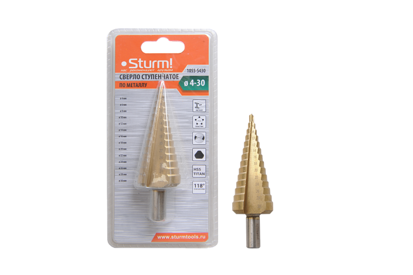 Сверло ступенчатое Sturm! 1055-S430 купить по цене 1 690 ₽ в интернет магазине ТЕХСАД
