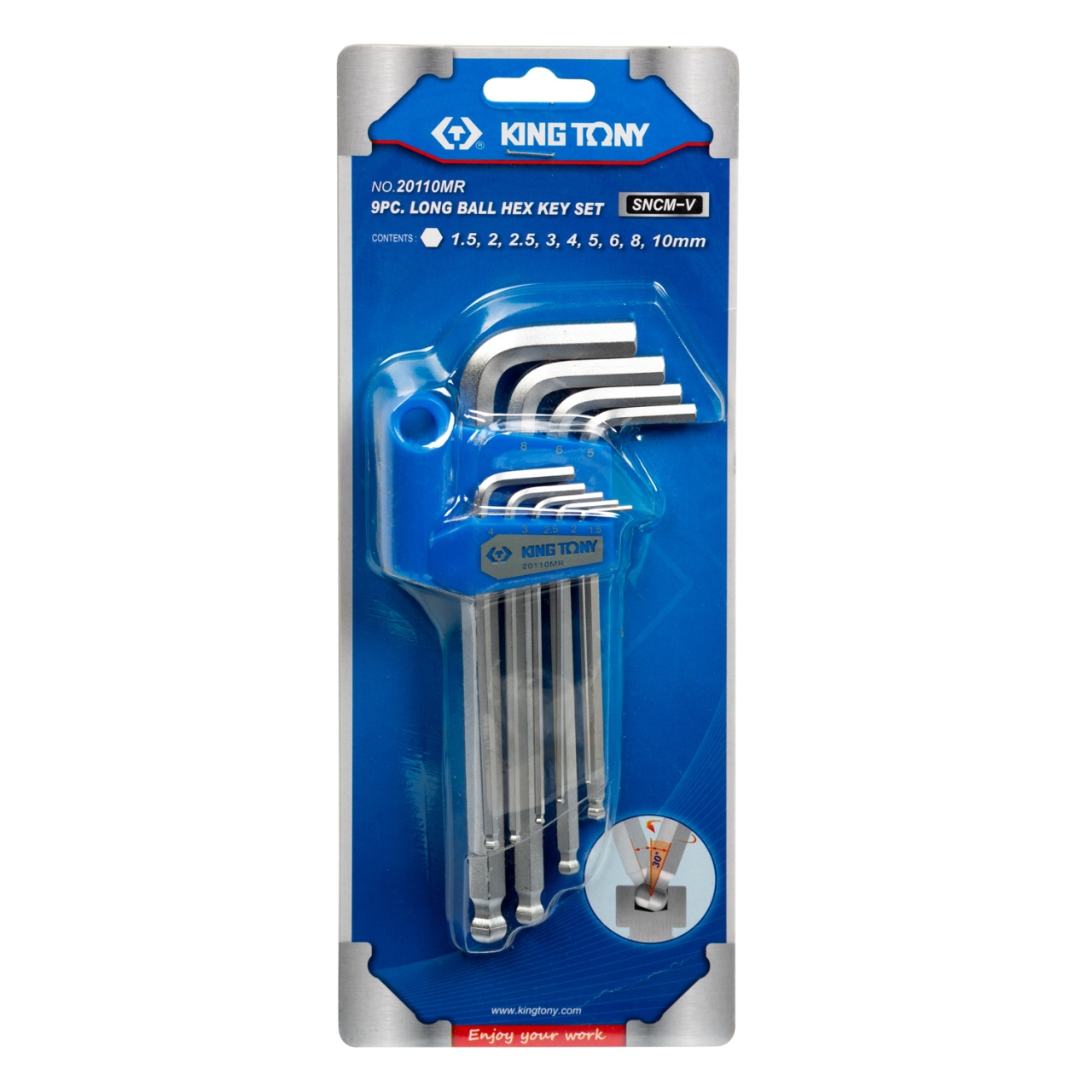 Набор Г-образных шестигранников 1,5-10 мм, длинные, с шаровым окончанием, 9 предметов KING TONY 20110MR купить по цене 1 780 ₽ в интернет магазине ТЕХСАД