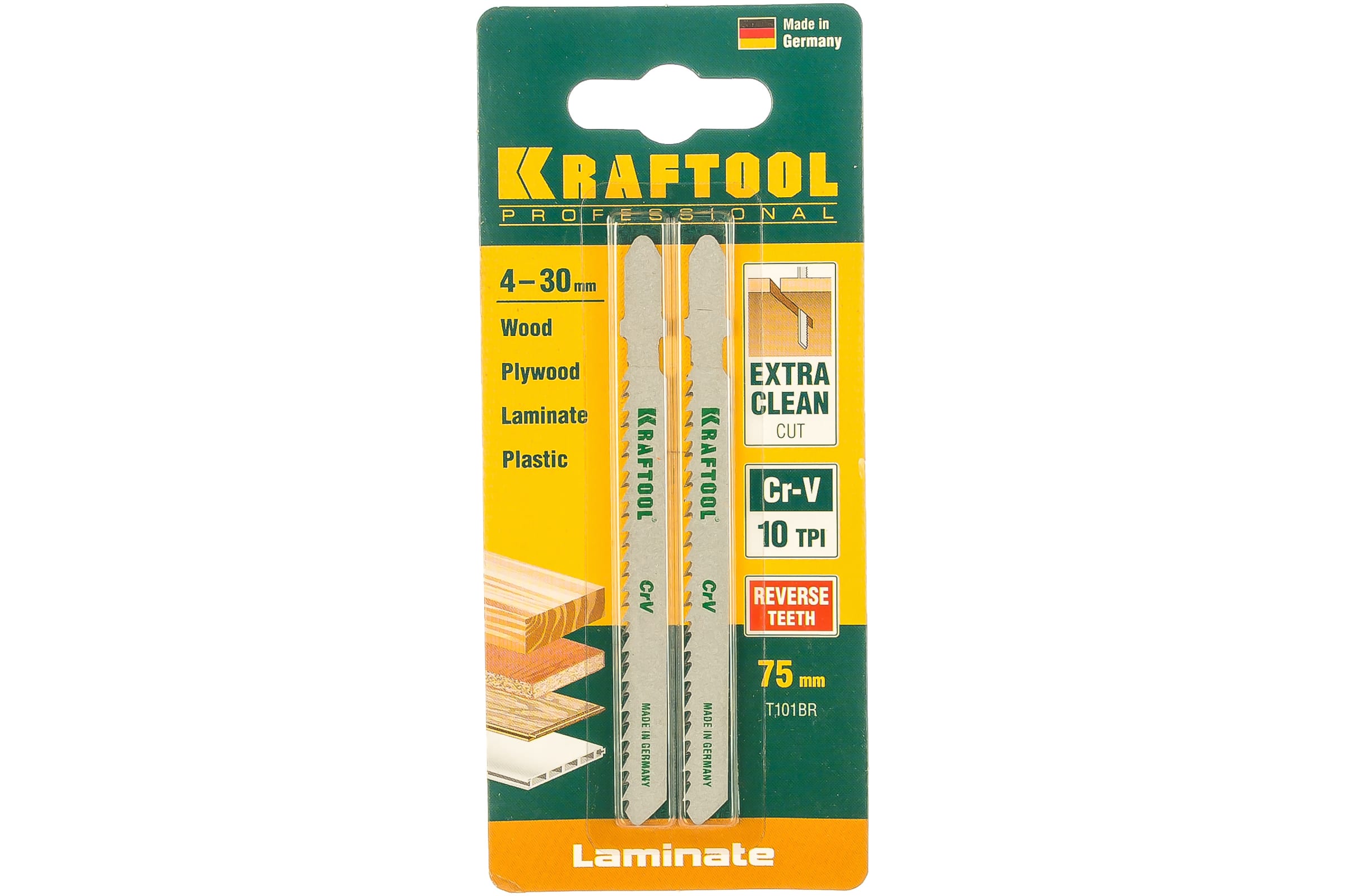 KRAFTOOL 2 шт, шаг 2.5 мм, 75 мм, пилка для эл.лобзика по ламинату, дереву, фанере, пластику LAMINATE 159516-2,5 Professional купить по цене 319 ₽ в интернет магазине ТЕХСАД