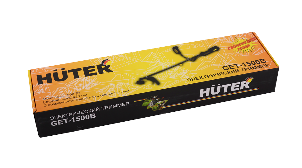 Триммер электрический Huter GET-1500B купить по цене 8 290 ₽ в интернет магазине ТЕХСАД