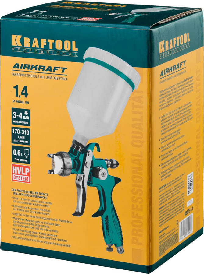 KRAFTOOL сопло 1,4 мм, краскопульт пневматический с верхним бачком AIRKRAFT 06522-1.4 Pro купить по цене 4 390 ₽ в интернет магазине ТЕХСАД