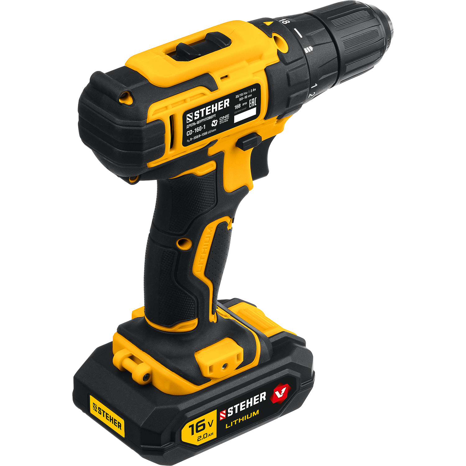 STEHER 16 В, 1 АКБ (2Ач), в кейсе, дрель-шуруповерт CD-160-1 купить по цене 4&nbsp;780 ₽ в интернет магазине ТЕХСАД