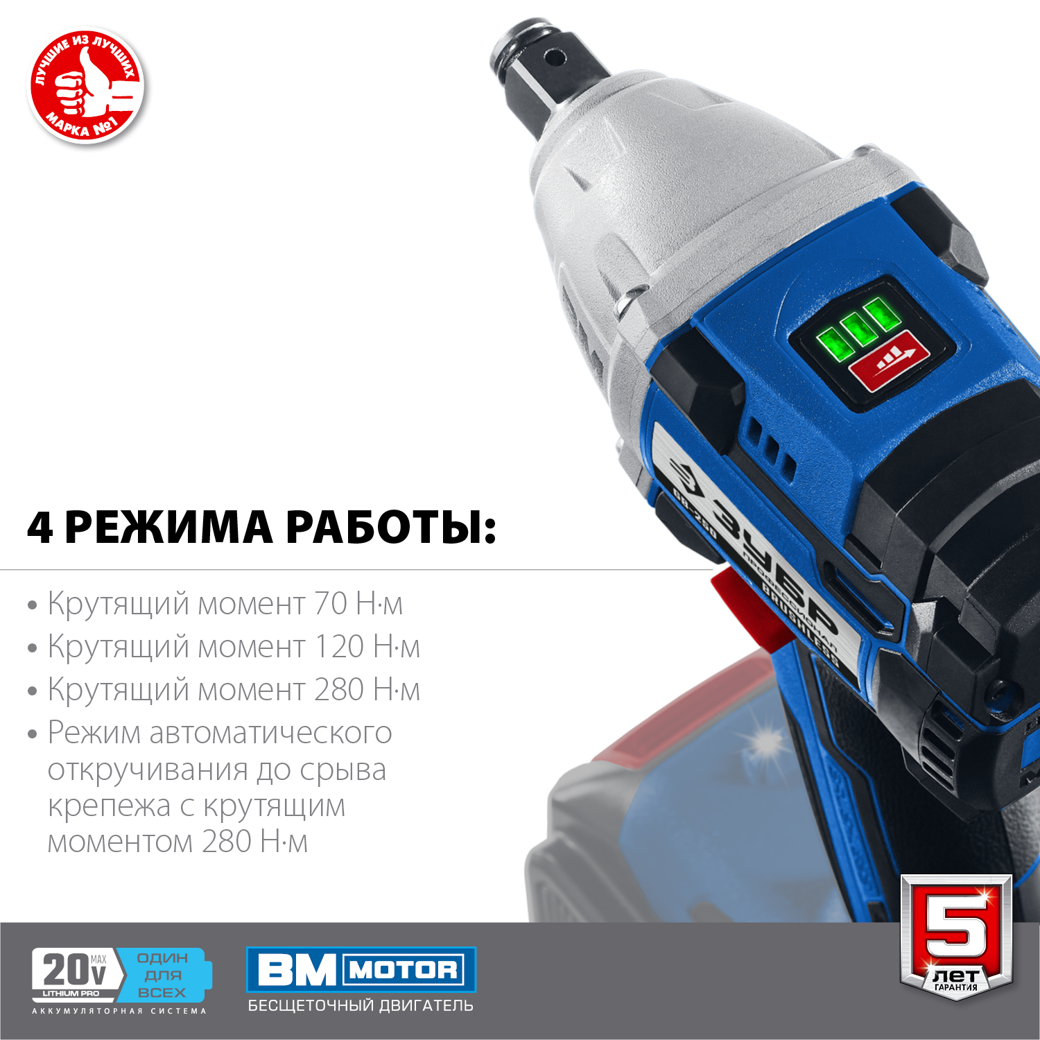 ЗУБР 20В, без АКБ, в коробке, бесщеточный гайковерт GB-250 Профессионал купить по цене 9&nbsp;160 ₽ в интернет магазине ТЕХСАД