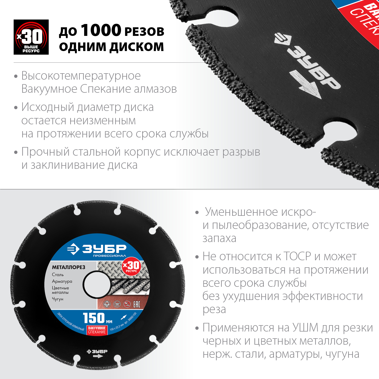 ЗУБР Ø 150Х22.2 мм, алмазный, сегментный, по металлу диск отрезной МЕТАЛЛОРЕЗ 36662-150 Профессионал купить по цене 1 340 ₽ в интернет магазине ТЕХСАД