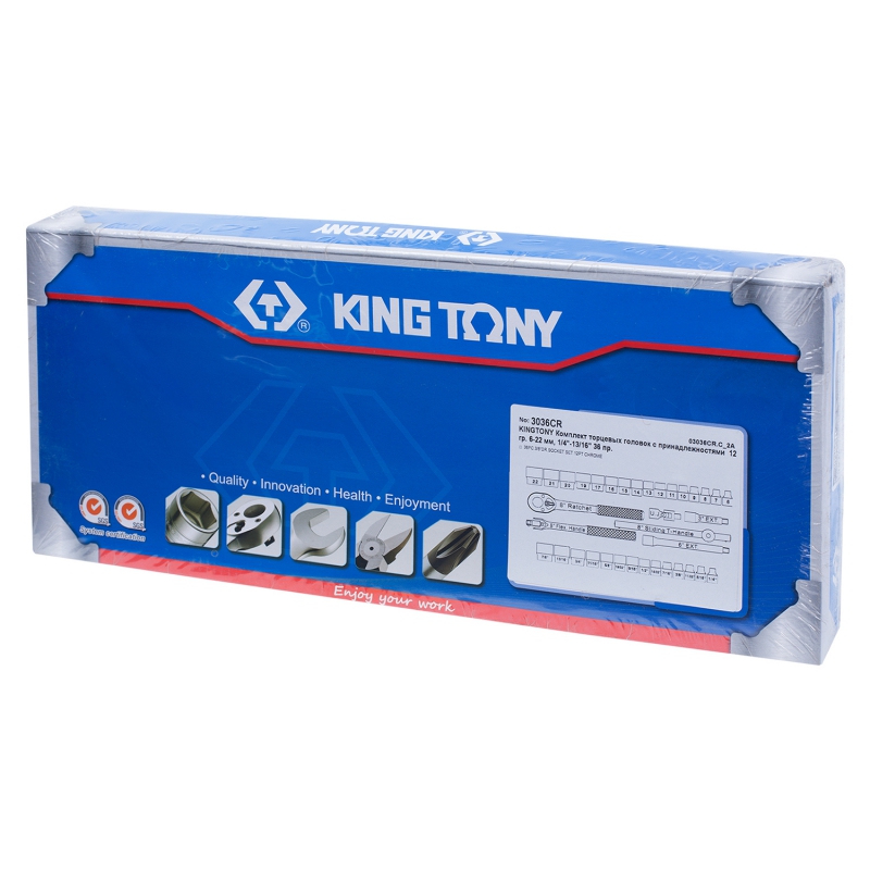 Набор торцевых головок с принадлежностями 3/8'', двенадцатигранные, 6-22 мм, 1/4''-13/16'', 36 предметов KING TONY 3036CR купить по цене 9 460 ₽ в интернет магазине ТЕХСАД