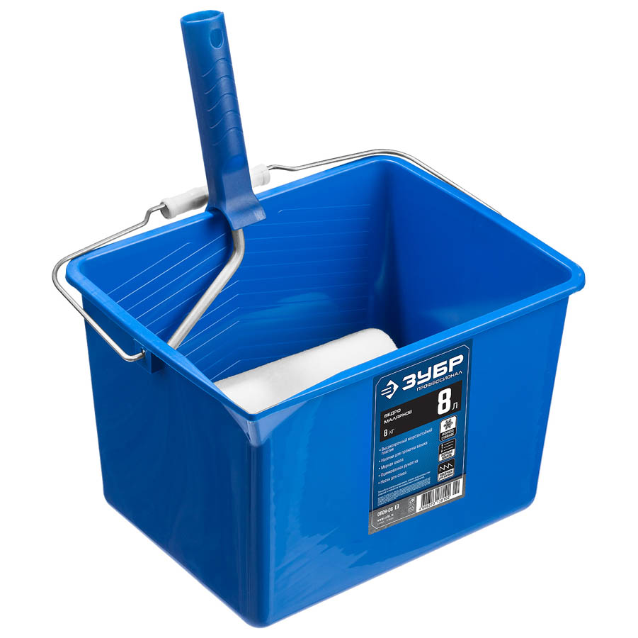 ЗУБР 8 л, 19х22.5х28 см, пластмассовое, ведро малярное 0609-08_z02 купить по цене 230 ₽ в интернет магазине ТЕХСАД