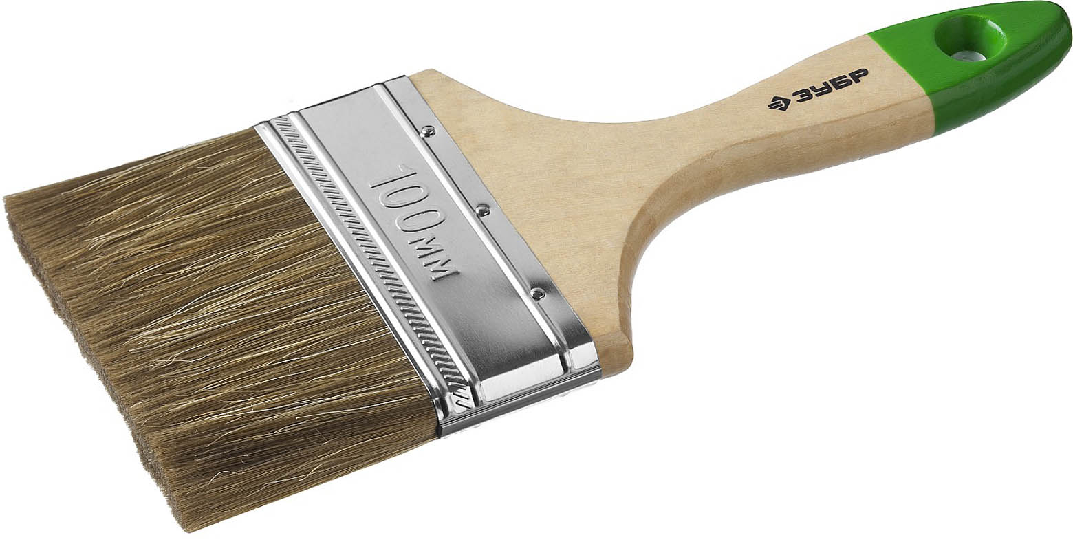 ЗУБР 100 мм, 4'', щетина смешанная, кисть малярная плоская 4-01009-100 Мастер купить по цене 192 ₽ в интернет магазине ТЕХСАД