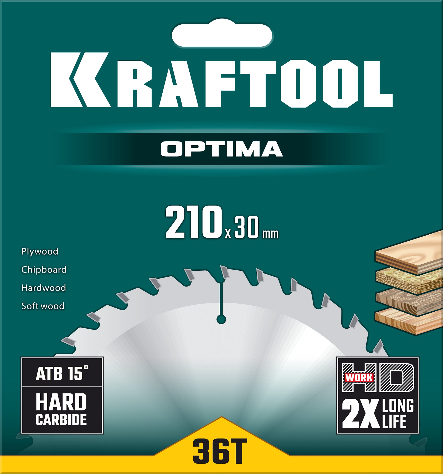 KRAFTOOL Optima 210х30мм 36Т, диск пильный по дереву (36951-210-30) купить по цене 1 850 ₽ в интернет магазине ТЕХСАД