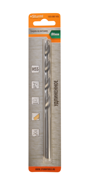 Сверло по металлу Sturm! 1055-080-165L купить по цене 140 ₽ в интернет магазине ТЕХСАД