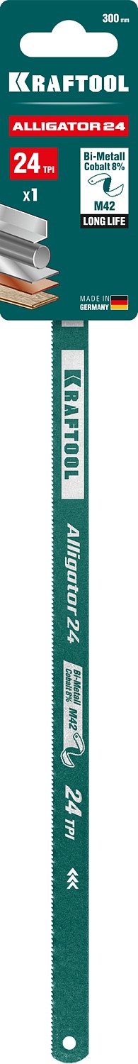 KRAFTOOL 24 TPI, 300 мм, 1 шт., полотно для ножовки по металлу Alligator-24 15942-24-1 купить по цене 220 ₽ в интернет магазине ТЕХСАД