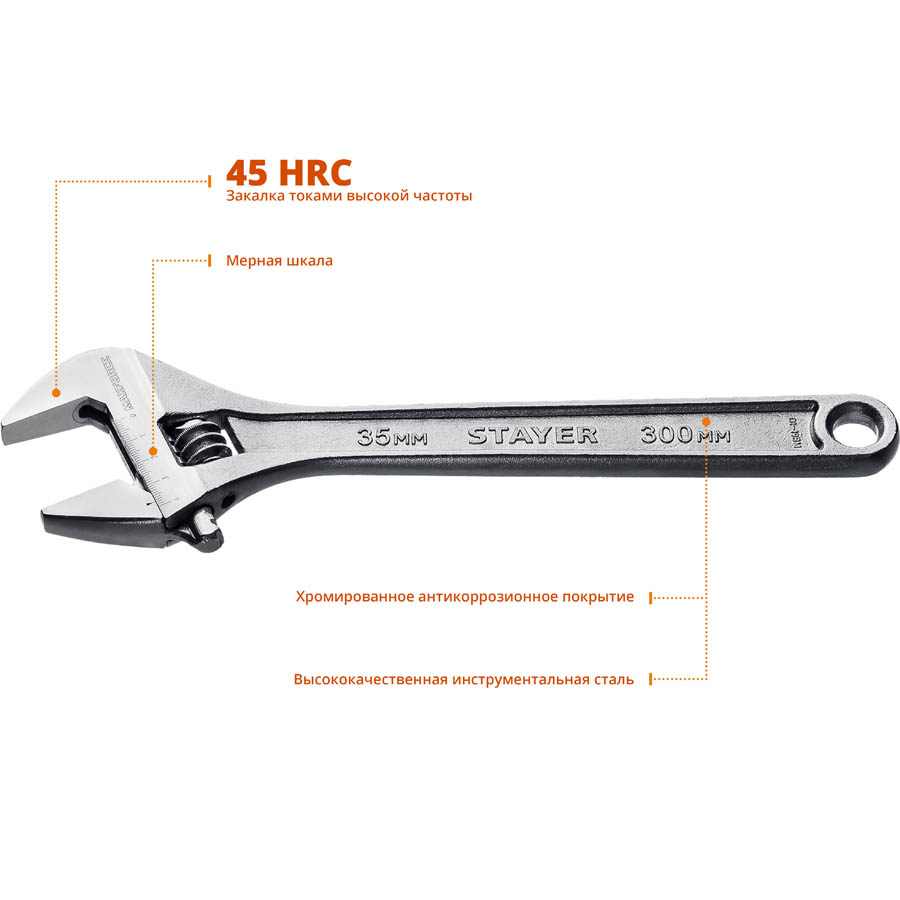 STAYER 300/35 мм, ключ разводной MAX-Force 2725-30_z01 купить по цене 960 ₽ в интернет магазине ТЕХСАД