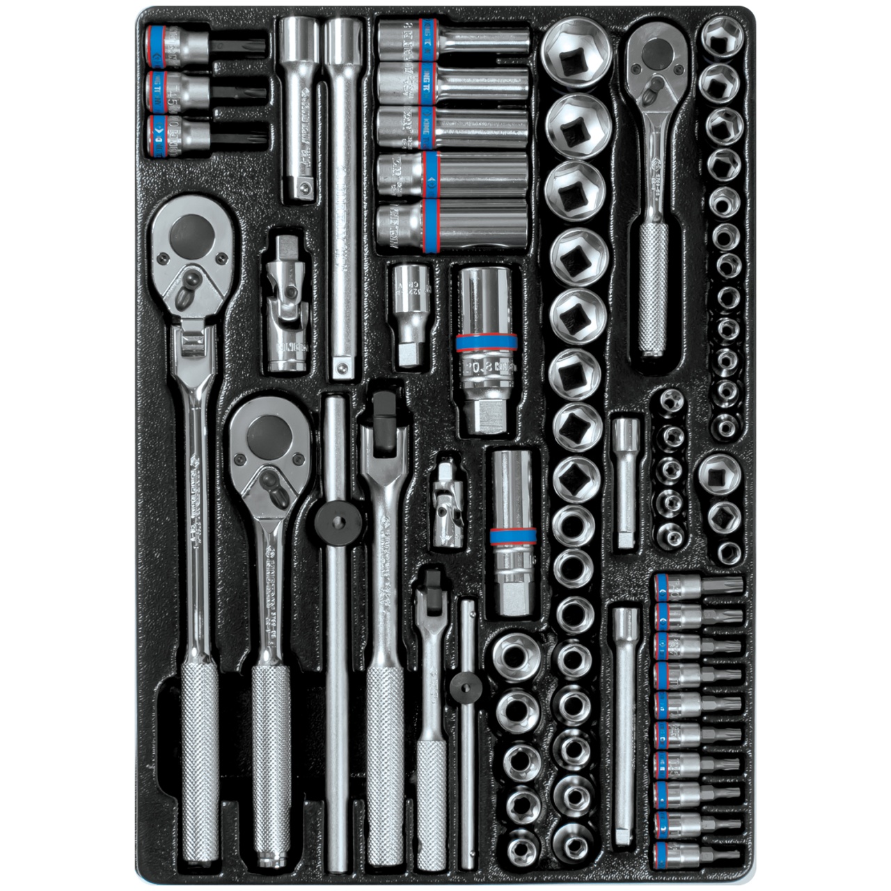 Набор торцевых головок 1/4'', 3/8'' с принадлежностями, ложемент, 75 предметов KING TONY 9-5575MR купить по цене 20 300 ₽ в интернет магазине ТЕХСАД