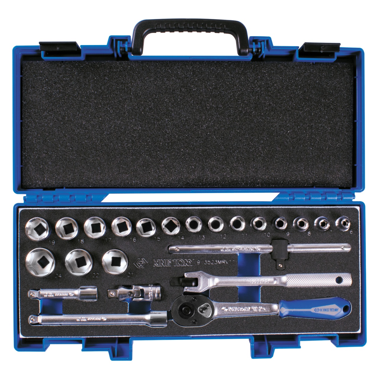 Набор торцевых головок с принадлежностями 3/8'', шестигранные, 6-24 мм, 23 предмета KING TONY 3523MRV11 купить по цене 9 680 ₽ в интернет магазине ТЕХСАД