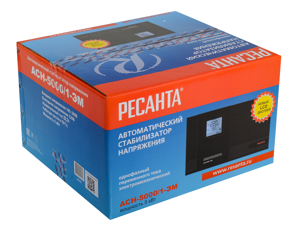 Стабилизатор напряжения РЕСАНТА АСН-5000/1-ЭМ купить по цене 21&nbsp;890 ₽ в интернет магазине ТЕХСАД