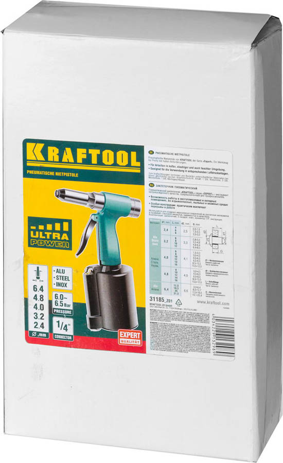 KRAFTOOL 2.4-6.4 мм, заклепочник пневматический INDUSTRIE-PNEUMO 31185_z01 купить по цене 9 636 ₽ в интернет магазине ТЕХСАД