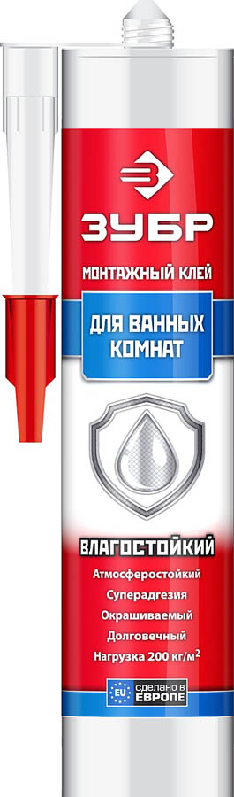 ЗУБР 300 мл, влагостойкий, бежевый, монтажный клей 41335 купить по цене 215 ₽ в интернет магазине ТЕХСАД