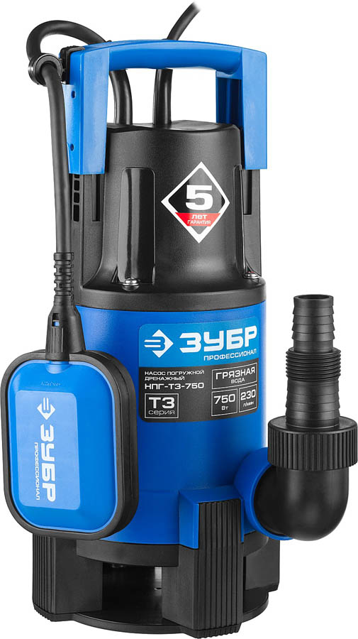 ЗУБР 750 Вт, 230 л/мин, насос погружной дренажный для грязной воды НПГ-Т3-750 Профессионал купить по цене 7 200 ₽ в интернет магазине ТЕХСАД