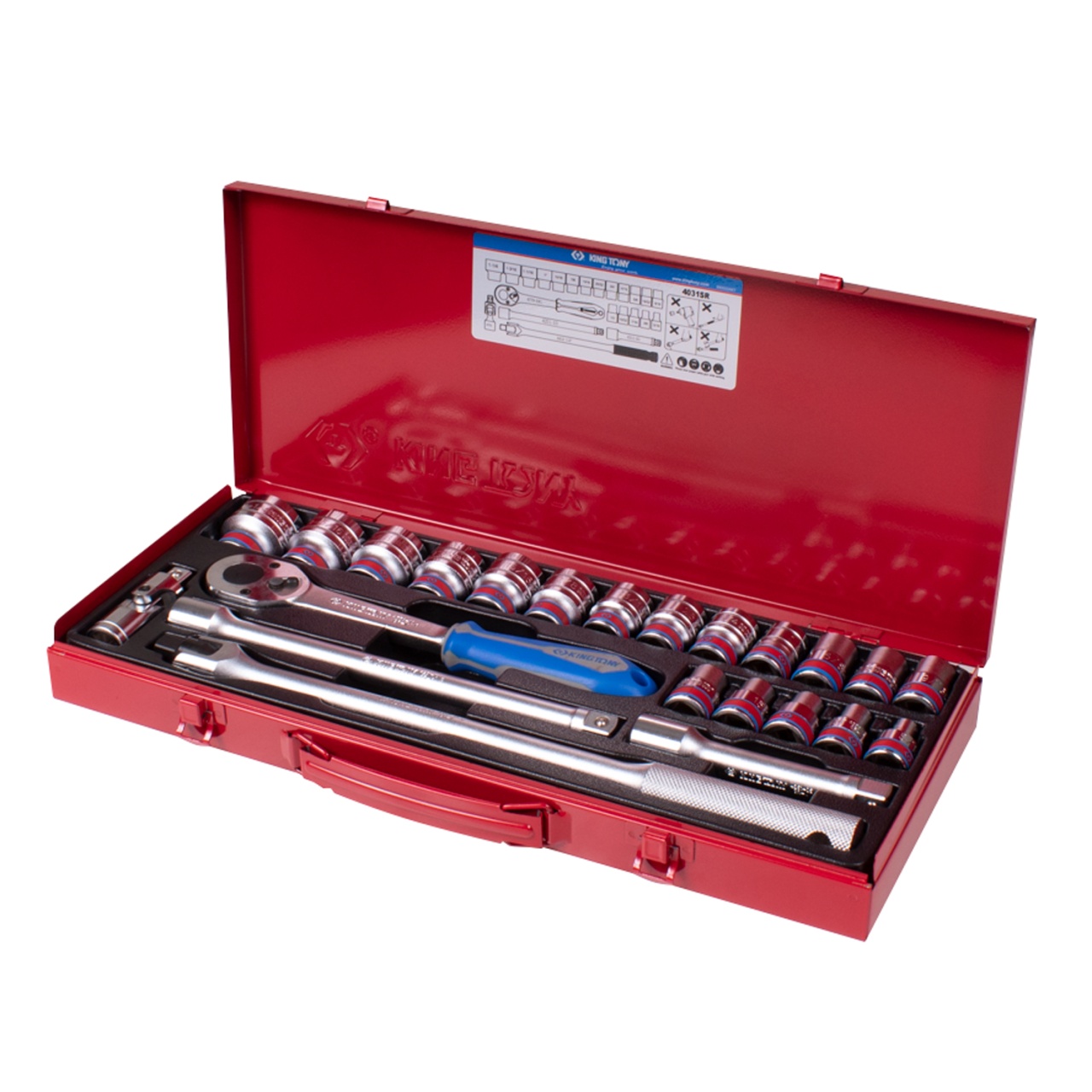 Набор торцевых головок с принадлежностями 1/2'', двенадцатигранные, 3/8-1-1/4'', 23 предмета KING TONY 4031SR купить по цене 12 600 ₽ в интернет магазине ТЕХСАД
