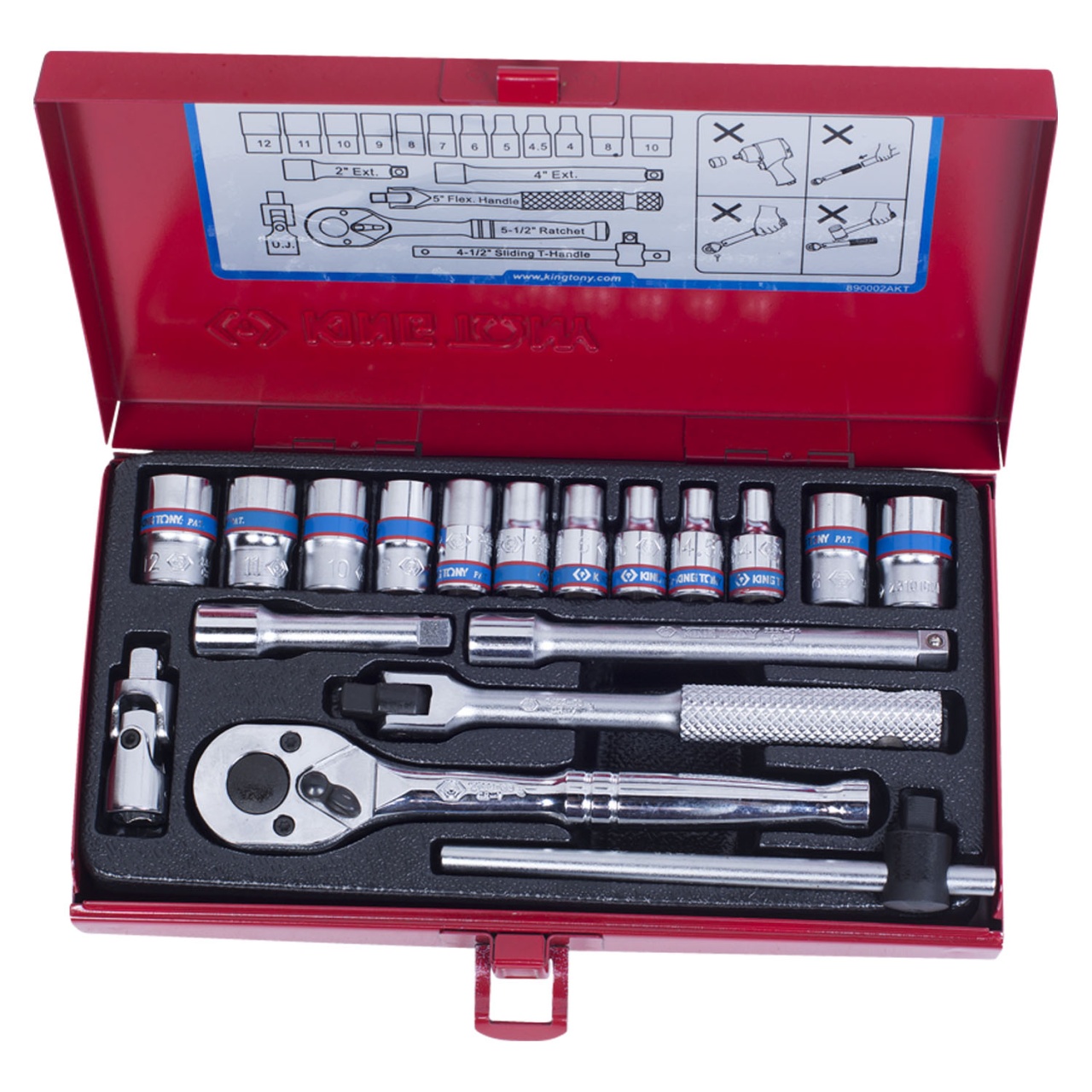 Набор торцевых головок с принадлежностями 1/4'', шестигранные, 4-12 мм, 18 предметов KING TONY 2519MR купить по цене 4 250 ₽ в интернет магазине ТЕХСАД