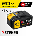 Аккумуляторная батарея Li-Ion, 20В, 4 Ач, тип V1 STEHER V1-20-4 купить по цене 4 540 ₽ в интернет магазине ТЕХСАД