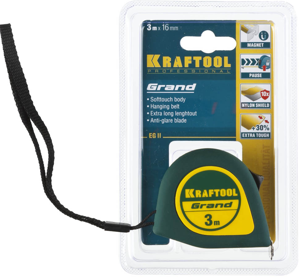 KRAFTOOL 3 м х 16 мм, рулетка GRAND 34022-03-16 купить по цене 370 ₽ в интернет магазине ТЕХСАД