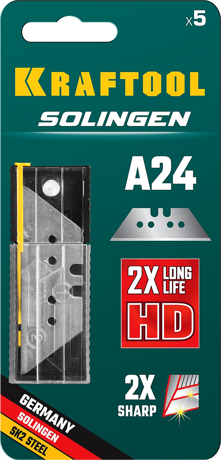 KRAFTOOL А24, 5 шт., лезвия трапециевидные SG-A24 09625-S5_z02 купить по цене 290 ₽ в интернет магазине ТЕХСАД
