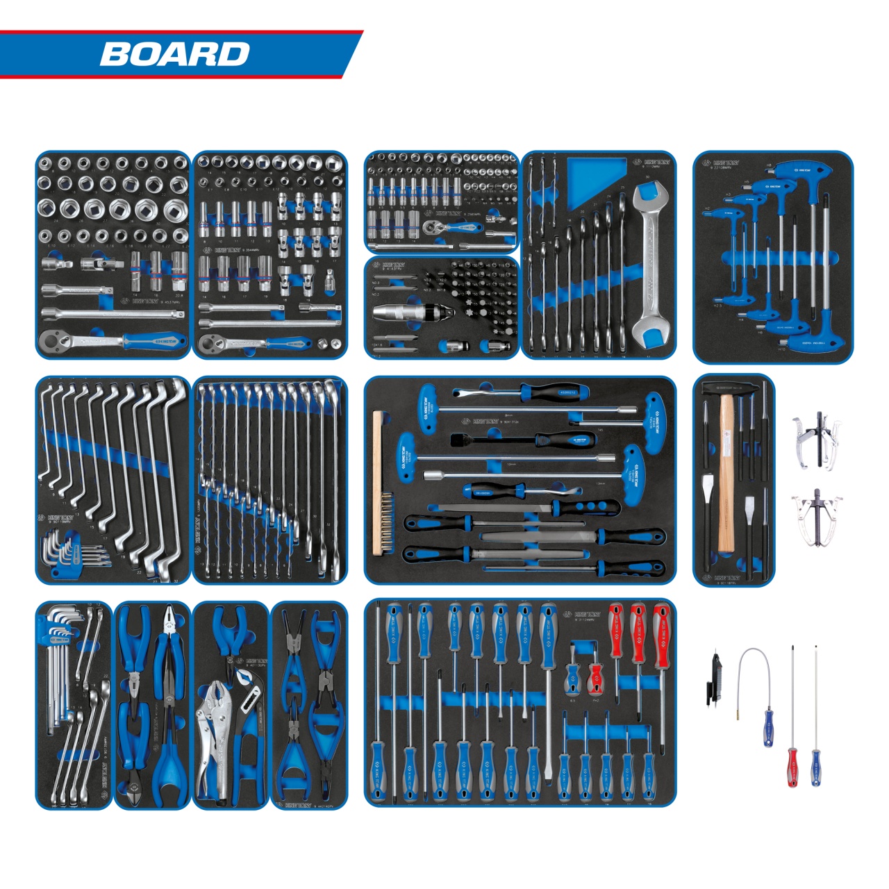 Набор инструментов ''BOARD'' для тележки, 15 ложементов, 325 предметов KING TONY 934-325MRVD купить по цене 159 500 ₽ в интернет магазине ТЕХСАД