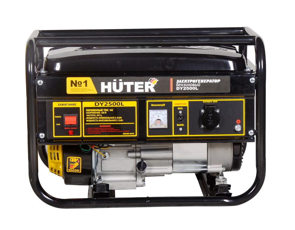 Портативный бензогенератор HUTER DY2500L купить по цене 21 290 ₽ в интернет магазине ТЕХСАД