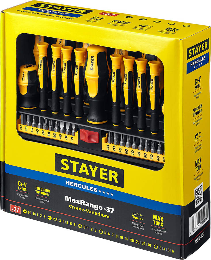 STAYER 37 шт, набор отверток реверсивных Hercules 25312-H37 Master купить по цене 2 260 ₽ в интернет магазине ТЕХСАД