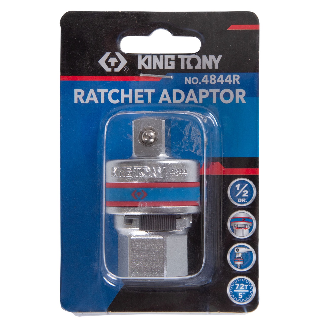 Адаптер 1/2''>1/2'', трещоточный, 72 зубца KING TONY 4844R купить по цене 2 300 ₽ в интернет магазине ТЕХСАД