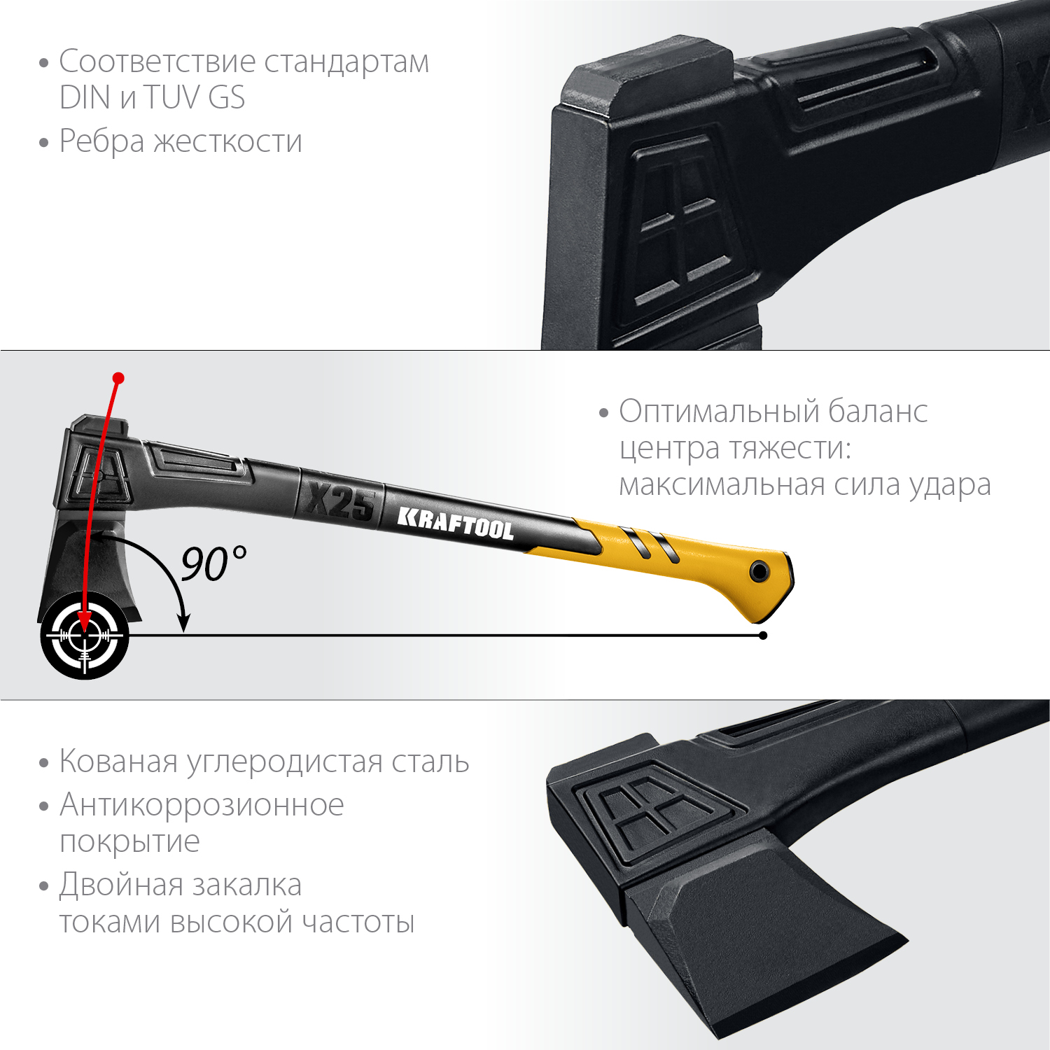 KRAFTOOL 1300 г, 450 мм, топор-колун Х11 20660-11 купить по цене 3 750 ₽ в интернет магазине ТЕХСАД