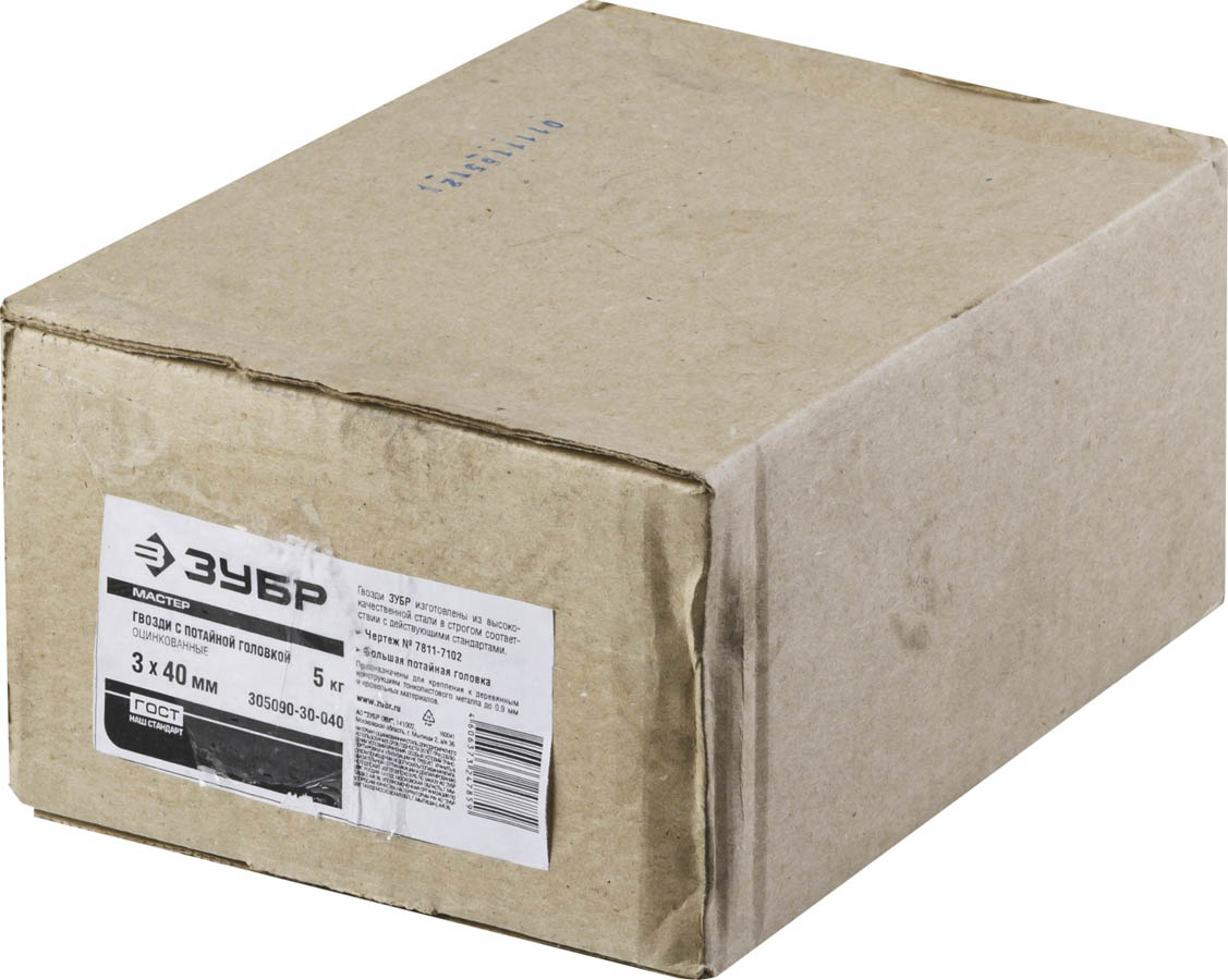 ЗУБР 40 х 3 мм, 5 кг, гвозди с большой потайной головкой 305090-30-040 Мастер купить по цене 1 770 ₽ в интернет магазине ТЕХСАД