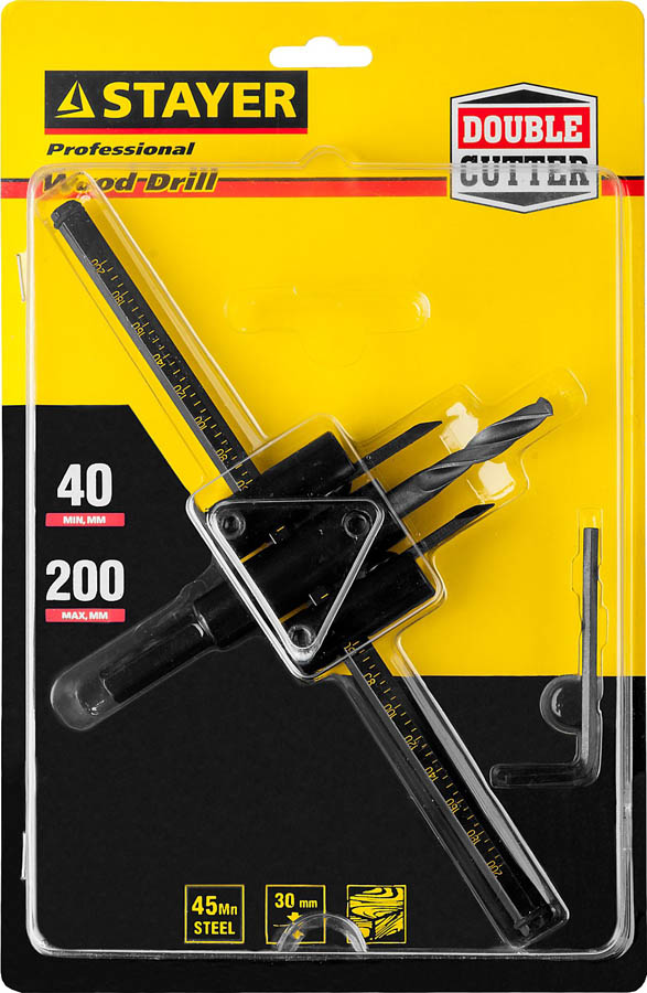 STAYER  40-200 мм, двурезцовое, по дереву, сверло регулируемое ''Балеринка'' 2944-200 купить по цене 900 ₽ в интернет магазине ТЕХСАД