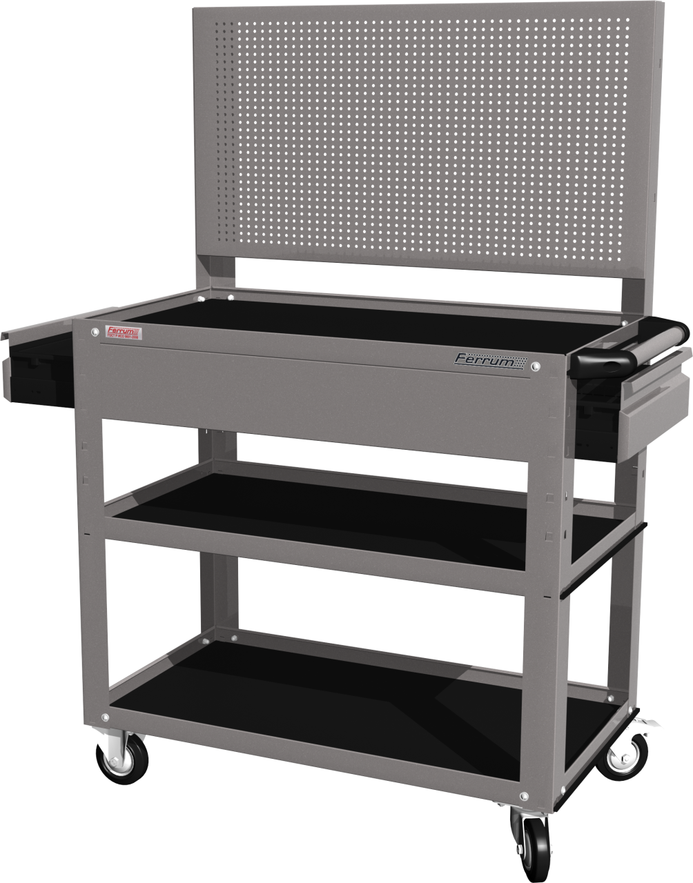 Тележка открытая, 3 полки и 2 ящика, серая FERRUM 02.232P-9007 купить по цене 15 967 ₽ в интернет магазине ТЕХСАД