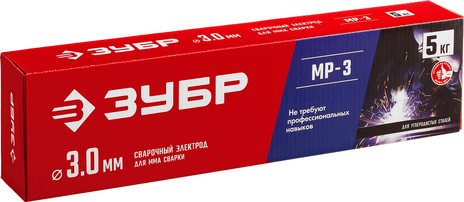 ЗУБР Ø 3.0 мм, 5 кг, для ММА сварки, электрод сварочный с рутиловым покрытием МР-3 40015-3.0 Мастер купить по цене 1 690 ₽ в интернет магазине ТЕХСАД