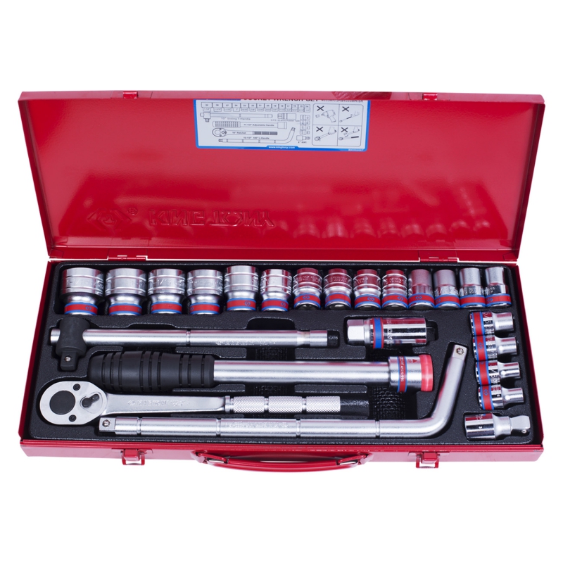 Набор торцевых головок с принадлежностями 1/2'', шестигранные, 5/16''-1-1/4'', 24 предмета KING TONY 4533SR купить по цене 10 800 ₽ в интернет магазине ТЕХСАД