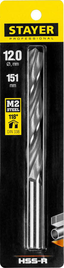 STAYER Ø 12 х 151 мм, сверло спиральное по металлу 29602-12 Professional купить по цене 500 ₽ в интернет магазине ТЕХСАД