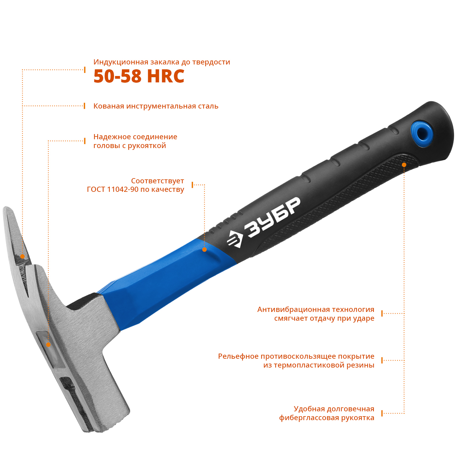 ЗУБР 600 г, молоток кровельщика с фиберглассовой рукояткой 20203_z01 Профессионал купить по цене 1 110 ₽ в интернет магазине ТЕХСАД